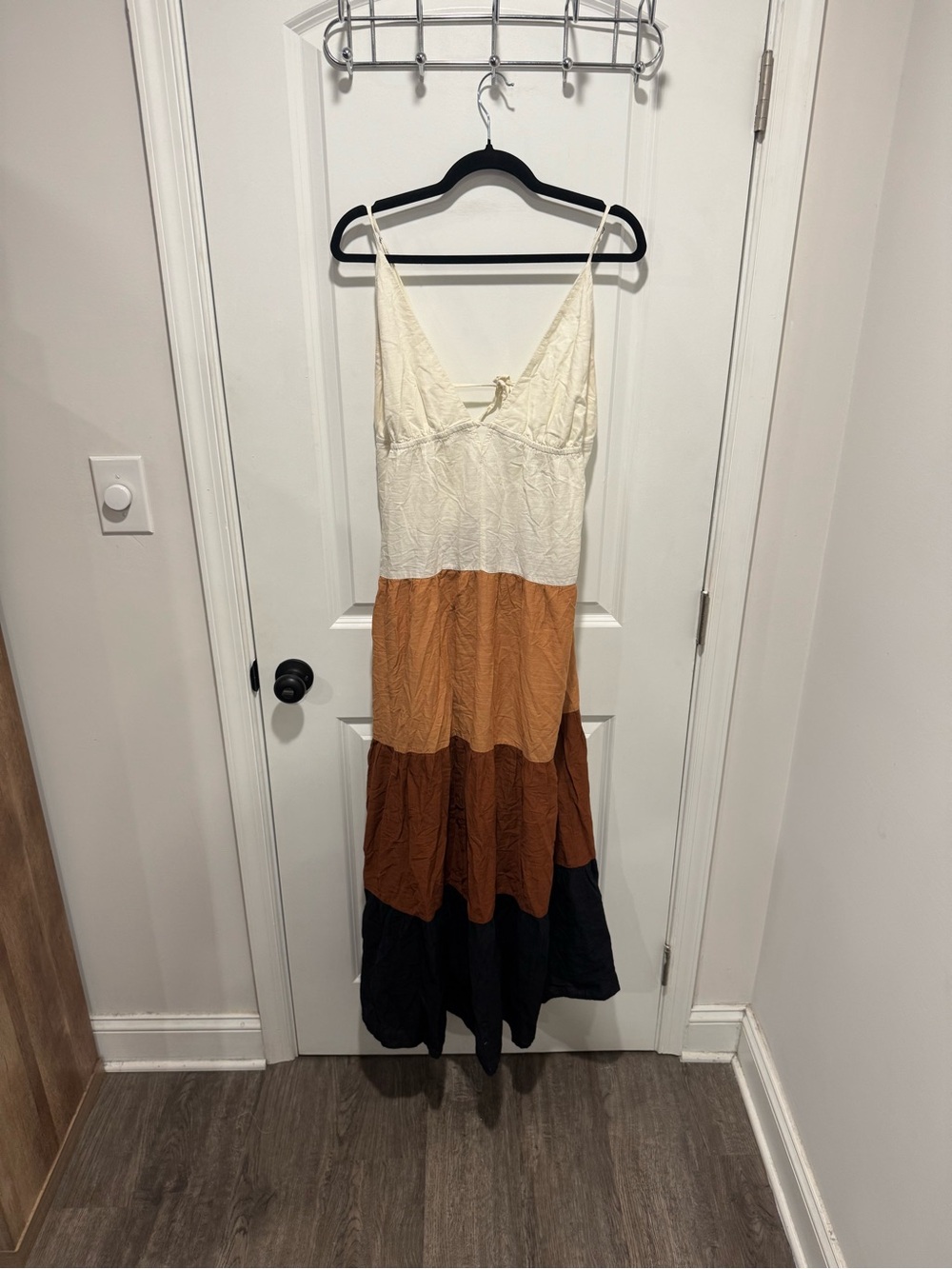 Anthropologie Tiered Spaghetti-Strap Maxi Dress in Cream, Tan, Brown, and Black